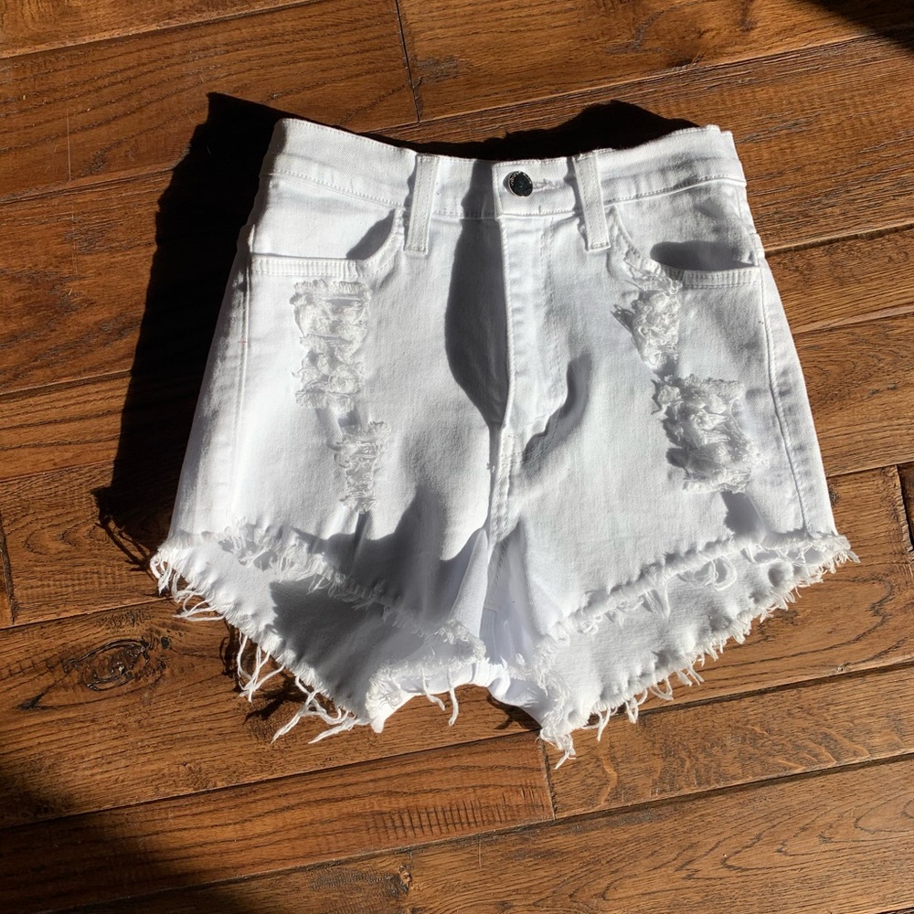 White cutoff shorts